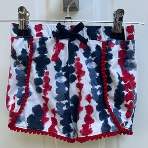 Celebrate! Patriotic 2T Red White and Blue Pom Pom Soft Girls Shorts